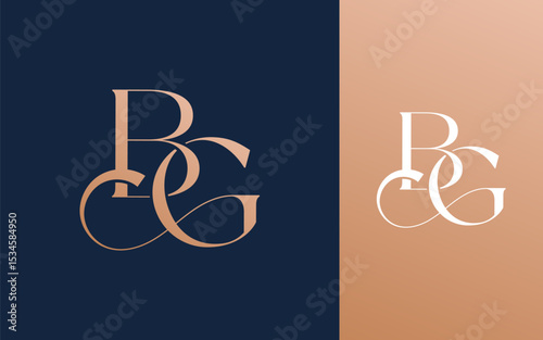 Initial letter BG GB logo design vector illustration for couple, wedding, and business