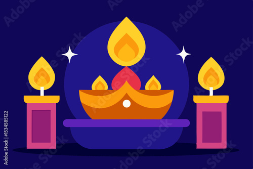 Illuminating Diwali Festive Candles and Diyas, Symbol of Light and Hope