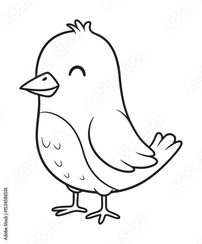 Cute and simple cartoon bird illustration, perfect for coloring pages