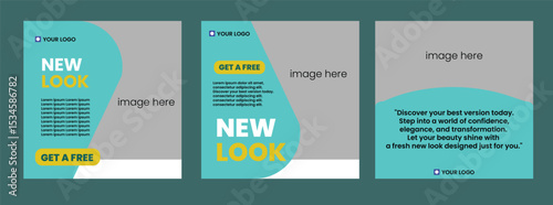 editable Instagram banner, Instagram square banner template, blue striped background design, photo collage banner, social media banner template, Instagram ad template, web ad banner design, Instagram 