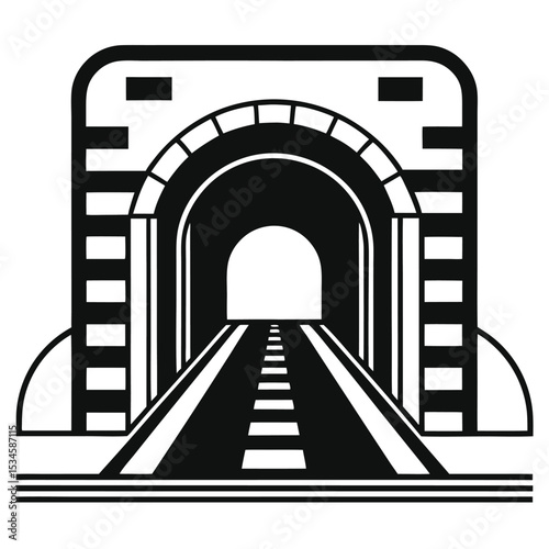 Minimal train tracks leading through a tunnel