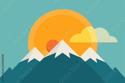 Majestic Mountain Peaks at Sunset A Serene Landscape Illustration