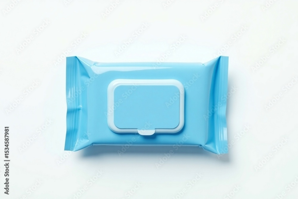 One blue packages wet wipes isolated white background. Clean disposable sanitary products. Compact portable skincare travel. Convenient cleaning baby, body, face. Healthcare product, hygiene.
One blue packages wet wipes isolated white background. Clean disposable sanitary products. Compact portable skincare travel. Convenient cleaning baby, body, face. Healthcare product, hygiene.