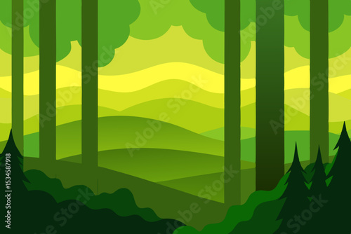 Serene Green Forest Landscape Nature's Tranquil Embrace