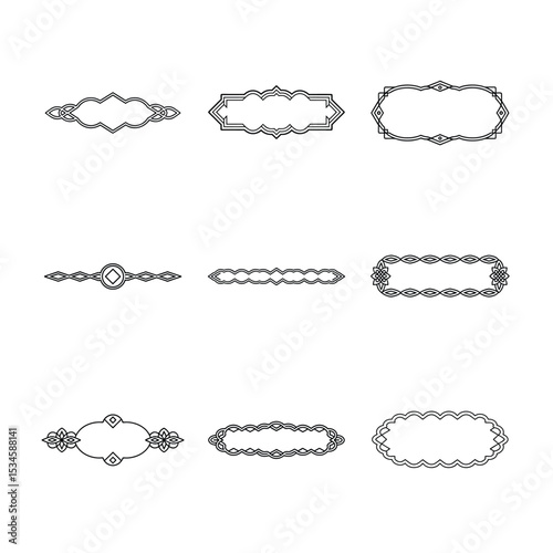 Collection of Nine Black and White Decorative Frames and Dividers