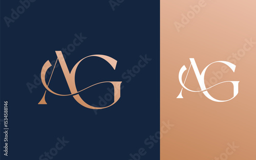Initial letter AG GA logo design vector illustration for couple, wedding, and business