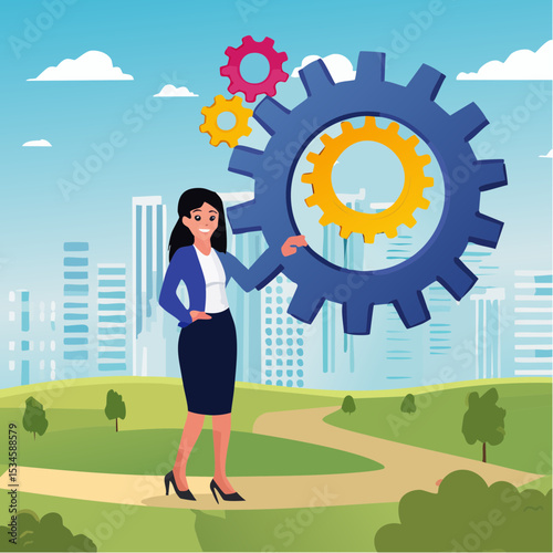 Effectiveness, efficiency or productivity for better result, improve performance or process, development or business management concept, business entrepreneur with cog wheels with effective element