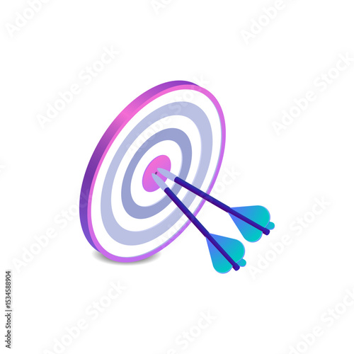 3d darts game with target board vector illustration.eps