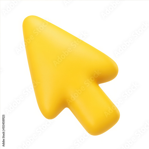 3D yellow arrow icon on transparent background  