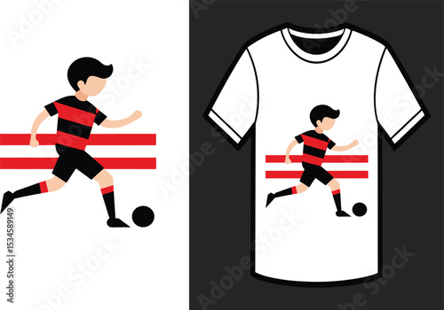 new retro stipe football player t-shirt design 