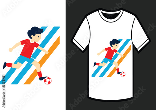 new retro stipe football player t-shirt design 
