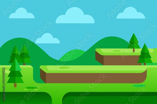 Serene Green Hills Landscape A Picturesque Nature Illustration