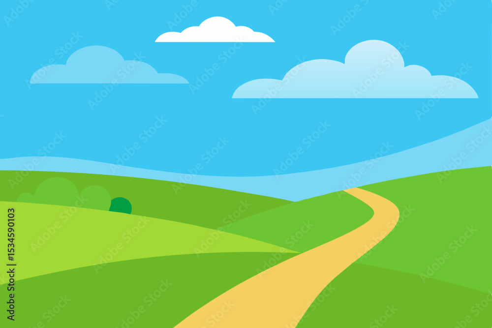 Fototapeta premium Serene Rolling Hills Landscape A Picturesque Countryside Path