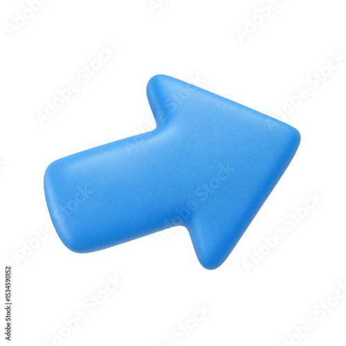 3D blue arrow on transparent background for navigation and pointers  