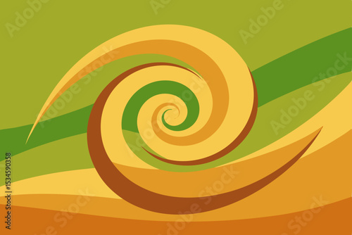 Abstract Swirling Spiral Design Green, Orange, and Brown Hues
