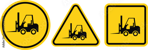 Forklift icon. Industrial cargo lifting truck vector illustration. Warehouse and logistics symbol. Heavy machinery for transportation and material handling. Shipping, storage and distribution concept.
