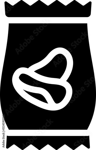 Potato chips bag icon. Silhouette style.
