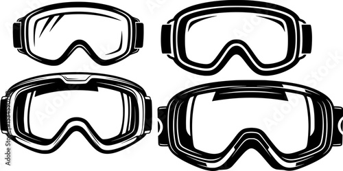 Isolated black ski goggles vector graphic on white background for designers
