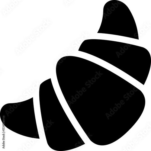 Croissant icon bakery pastry. Silhouette style.