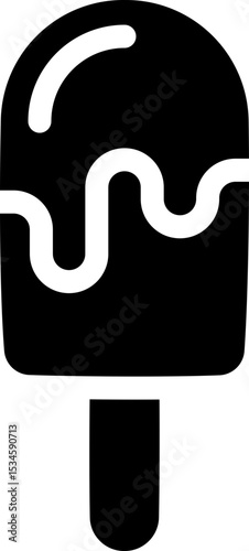 Popsicle icon with drip. Silhouette style.