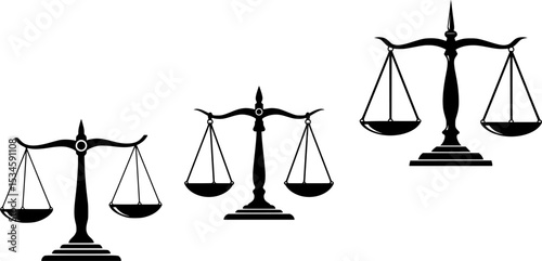 Symmetrical scales of justice in silhouette representing fairness and equity for all
