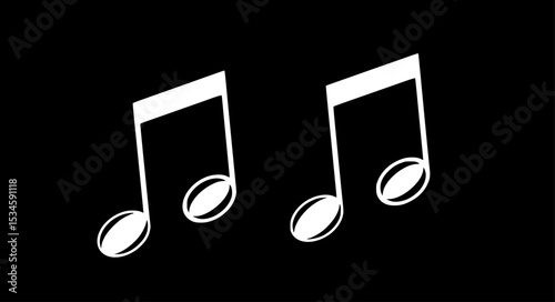 Black musical note illustration on a white background, simple and clean
