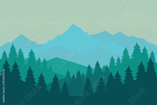 Serene Mountain Landscape Majestic Peaks and Verdant Forest