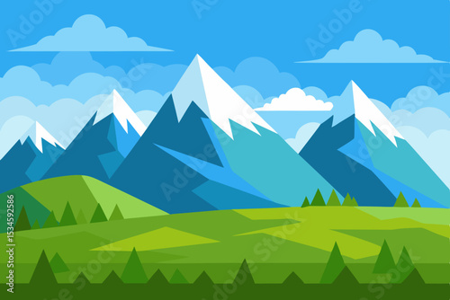 Majestic Mountain Range A Breathtaking Landscape Illustration
