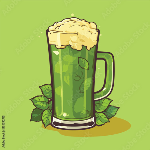 Professional Flat Design Green Beer Icon Vector Illustration for Marketing Materials
