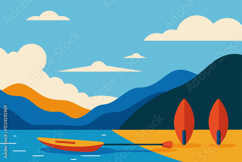 Serene Summer Kayak Adventure Lakeside Serenity and Mountain Views