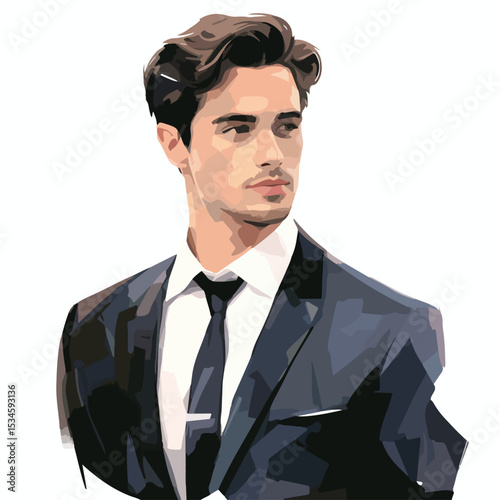 Professional Young Man in Suit Icon Vector Illustration for Business Branding