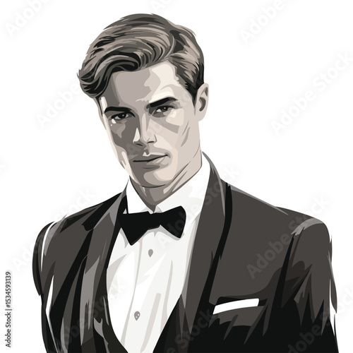 Professional Vector Illustration of a Handsome Young Man in a Suit Icon