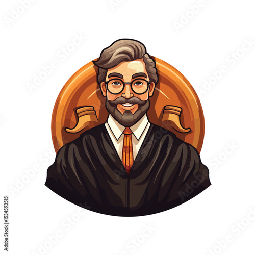 Professional Judge Icon Design Vector Illustration for Legal Websites and Court-related Projects