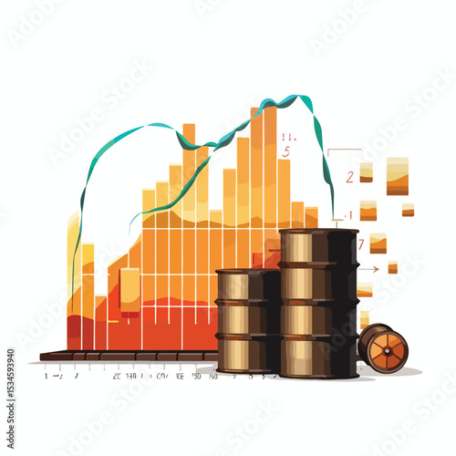 Detailed Oil Price Graphic with Gallon Tank and Arrow Statistics for Analysis