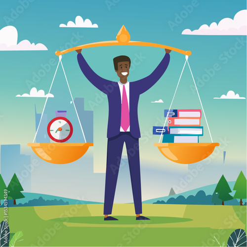 Principles and business ethic to do right things, social responsibility or integrity to earn trust, balance and justice for leadership concept, confident businessman leader lift balance ethical scal