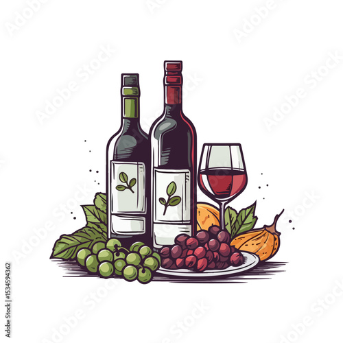 Elegant Bottle of Wine on Restaurant Table for Gourmet Cuisine Dining Experience