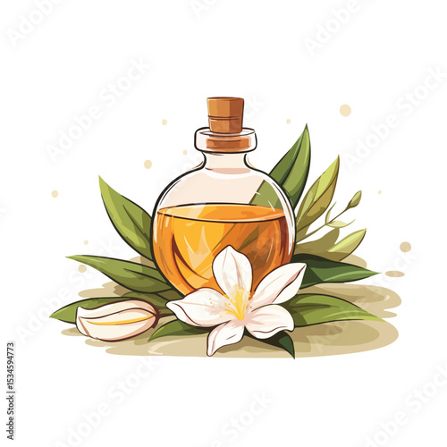 Luxurious Spa Aromatherapy Oil Vector Illustration for Relaxation and Wellness Concept