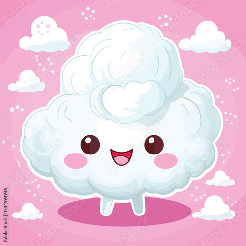 Sweet Cotton Candy Cute Kawaii Cartoon Vector Illustration for Design Projects