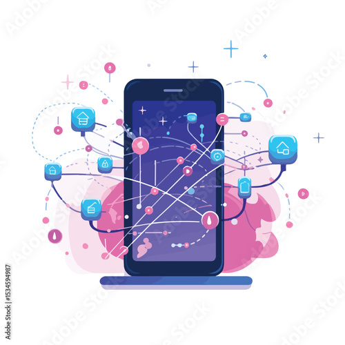 Professional Technology Image Featuring Web, Digital, Network, Hardware, and Smartphone Concepts