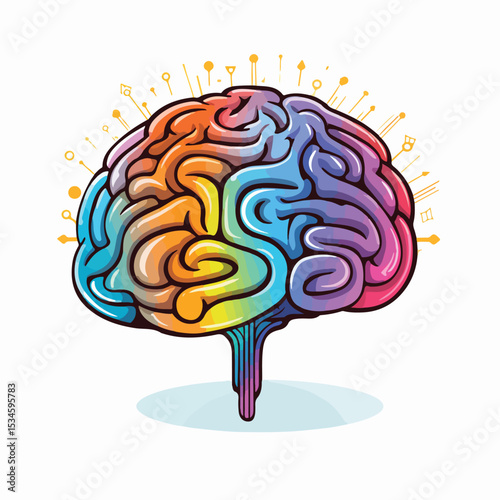Vibrant Brain Design and Mind Icon for Creative Projects - Colorful Illustration