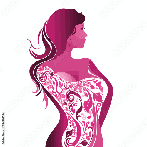 Breast Cancer Awareness Fundraising Campaign Design Featuring Abstract Feminine Symbol