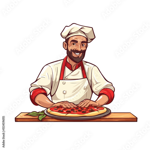 Professional Chef Demonstrating Techniques with Pizza Cutting Plank in Modern Kitchen