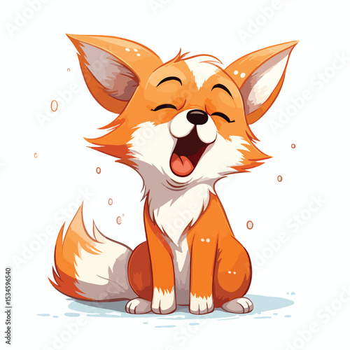Sad Fox Cartoon Illustration Showing Emotion in Vector Stock Image