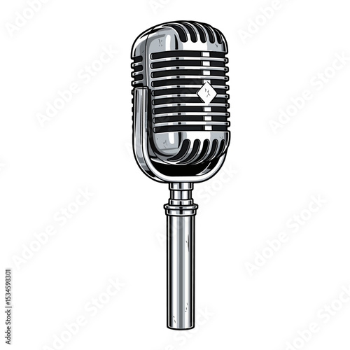 retro microphone isolated on white, retro microphone isolated on white background, vintage microphone isolated on white