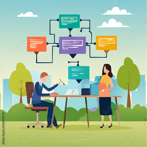 Mind map diagram for idea research, plan or thinking for solution to solve problem, visualization or prioritize, decision making concept, business people writing mind map diagram for easy understan