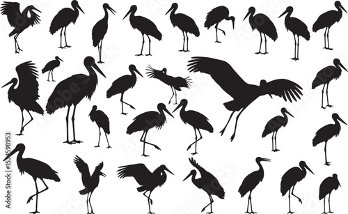 Stork Silhouettes Vector Pack