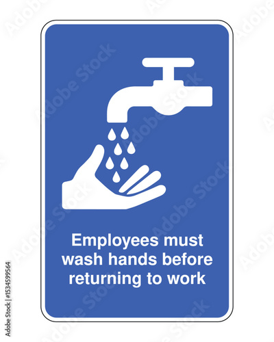 Employee Handwashing Requirement Sign – Workplace Hygiene Notice, Health Safety Reminder, Restaurant Cleanliness Policy, Food Handling Regulation