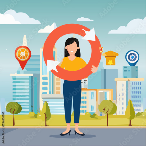 Marketing manager, online advertising, social media content or promotion campaign, customer or consumer target audience, branding communication concept, businessman holding viral marketing element