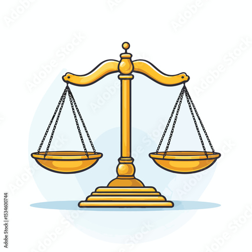 Golden Justice Balance Scale Isolated Icon for Legal Concepts