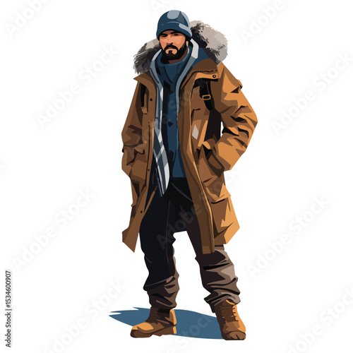 Professional Winter Clothing Vector Illustration for Men in Isolated Setting